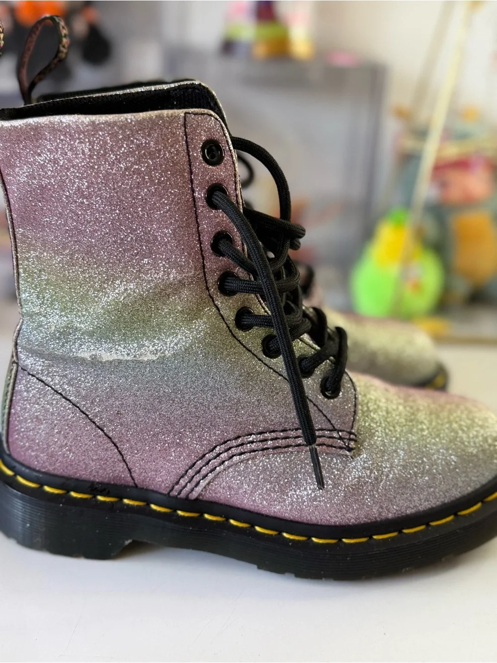 Dr. Martens Iridescent Glitter Lace-Up Ankle Boots